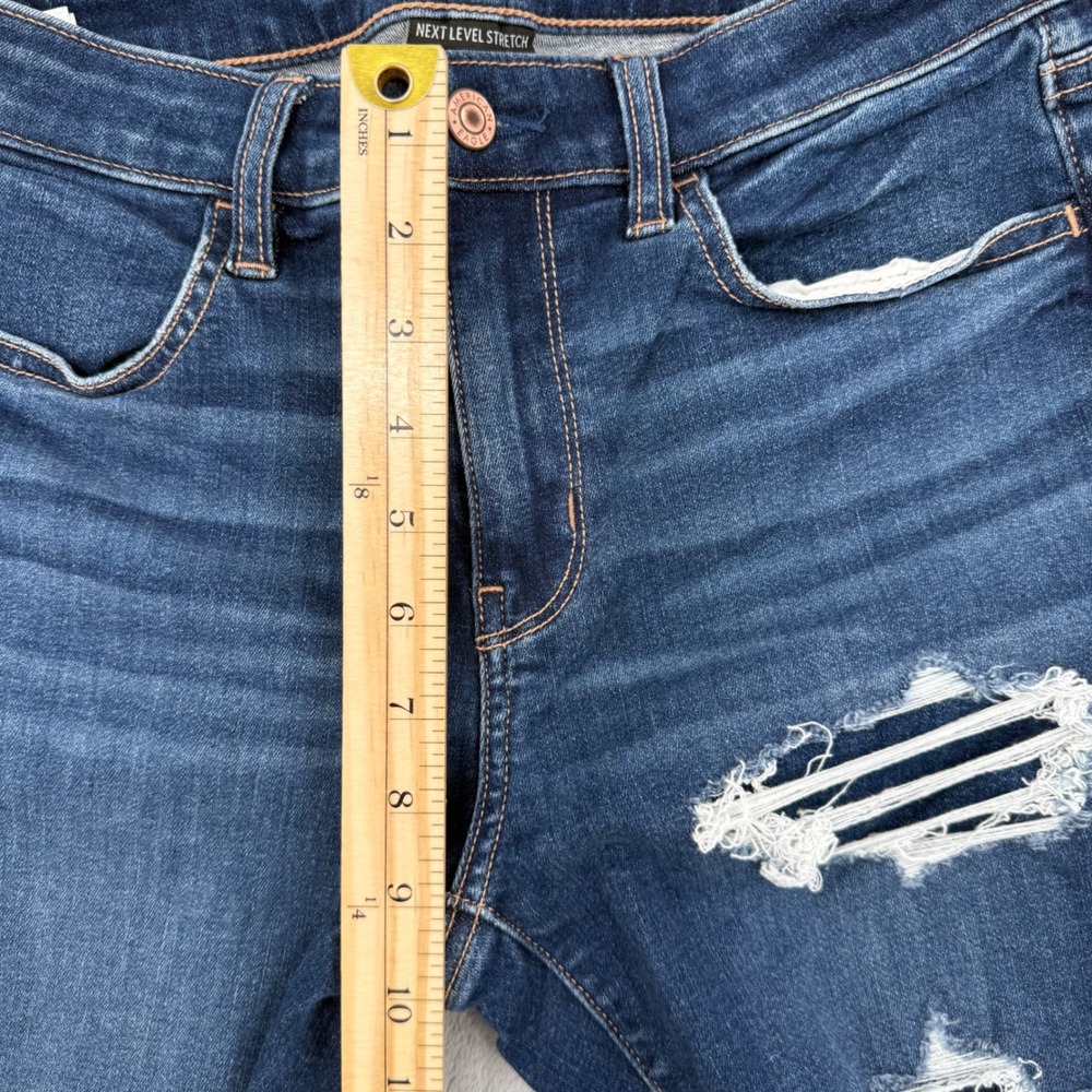 American Eagle Next Level Stretch Distressed Jeggings Skinny Jeans Sz 10 Short - Picture 15 of 16